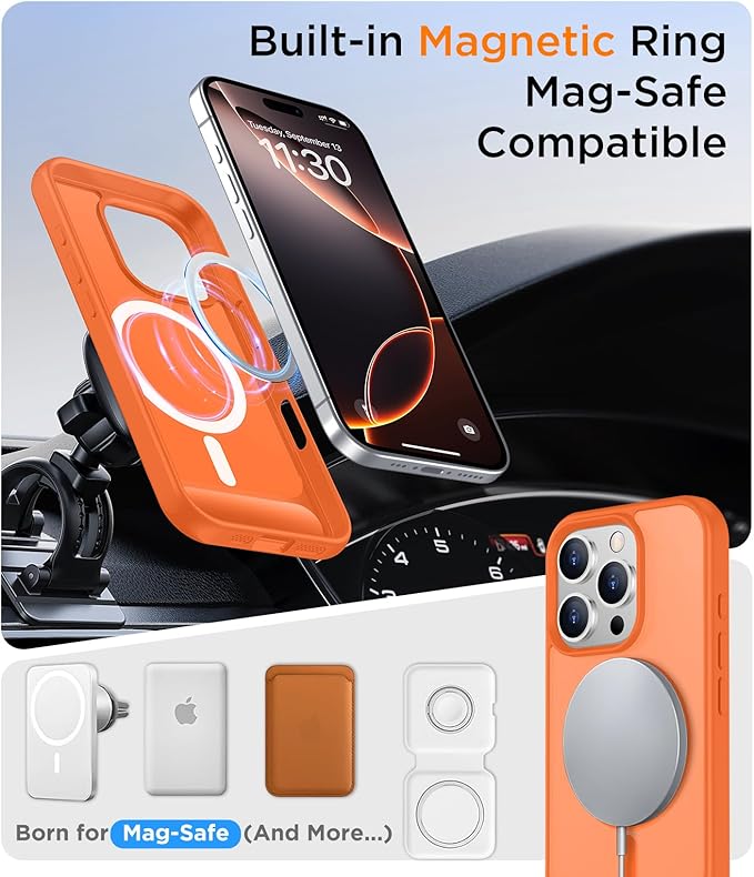 Magnetic Compatible with iPhone 16 Pro Max Case, [Built-in Invisible Kickstand][Compatible with MagSafe][Military Grade Shockproof] Slim Translucent Matte Phone Case for iPhone 16 Pro Max 6.9"