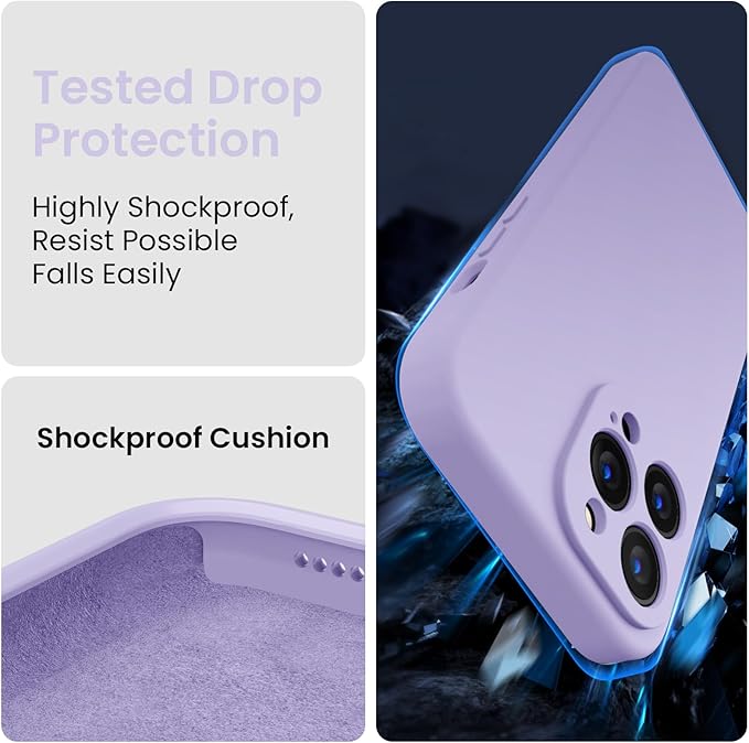 FireNova Designed for iPhone 14 Pro Max Case, Silicone Upgraded [Camera Protection] Case with [2 Screen Protectors], Soft Anti-Scratch Microfiber Lining Inside, 6.7 inch, Clove Purple