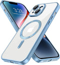 Hython Magnetic Clear for iPhone 14 Case with Camera Lens Protector [Compatible with MagSafe] Luxury Plating Edge Slim Soft TPU Cover Protective Phone Case for iPhone 14 6.1", Matte Light Blue