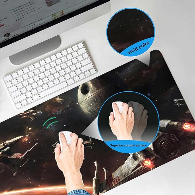 XXL Large Gaming Mouse Pad,Mousepad with Stitched Edge Frame & Non-Skid Rubber Base,Desk Mat for Work,Office Desk Pad for Laptop,Computer Keyboard and Mice Combo Pads Mouse Mat 31.5X15.7 inches