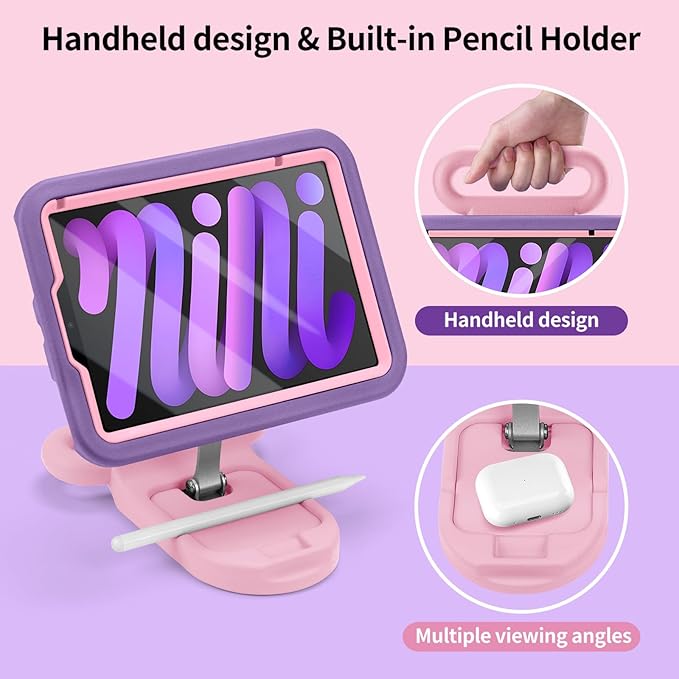 Kids Case for iPad mini 7 (A17 Pro) 2024 /iPad Mini6 2021,Cute Shockproof EVA Case with Handle & Stand, Child-Friendly Drop-Proof case for iPad mini 7th/6th Gen 8.3inch (for iPad mini 7/ Mini 6 8.3")