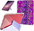 Clear Case for iPad A16 11th Generation 11 Inch 2025 & iPad 10th Generation Case 10.9 Inch 2022 Cover with Pencil Holder, Origami Trifold Multi-Angles Stand, Purple Leopard