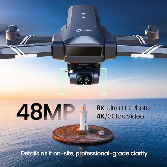 Holy Stone Sentinel HS600D 3-Axis Gimbal Drone with Camera for Adults, Professional 8K Photo, Level-6 Wind Resistance, 6KM Transmission, 80-Min Flight, Smart Track, Auto Return & Beginner Mode