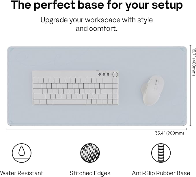 Pixio Mouse Pads - 36 x 16 inch XXL Caligraphy Blue Multifunctional Large Desk Mats for Gaming, Office, Desktop Anti-Slip Waterproof Washable Computer Mouse Mat