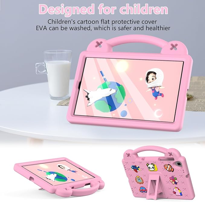 AKABEILA Compatible with Samsung Galaxy Tab A 10.1(2019)/Lenovo Tab M10 HD 2nd Gen/Tab K10/M10 Plus 10.3 inch Tablet Case, Kids Case with Shoulder Strap & Stand Handle Pink