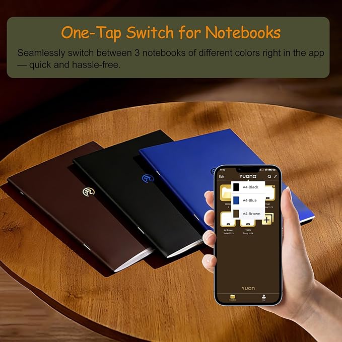 Yuan Sync Smart Pen and Digital Notebook Set (3-Pack A4) for Note Taking, Enables Offline Storage, Note Sharing, Sync Handwriting to Phone/Ipad, Gift for Adults Students Teachers Coworkers (Men/Women)