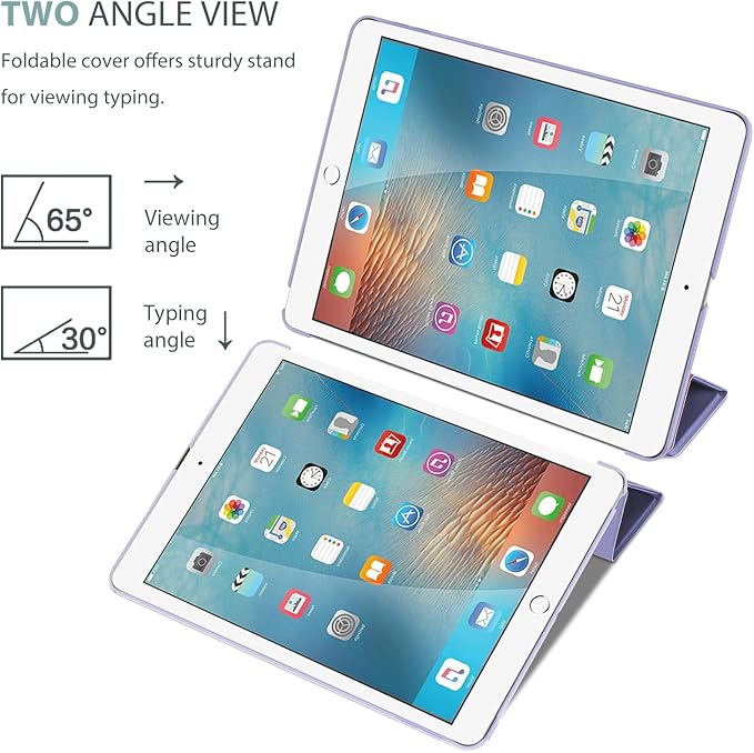 ProCase Smart Case for iPad 9.7 Inch iPad 6th/5th Generation 2018 2017(Model: A1893 A1954 A1822 A1823), Ultra Slim Lightweight Stand Cover with Translucent Frosted Back -Lightpurple