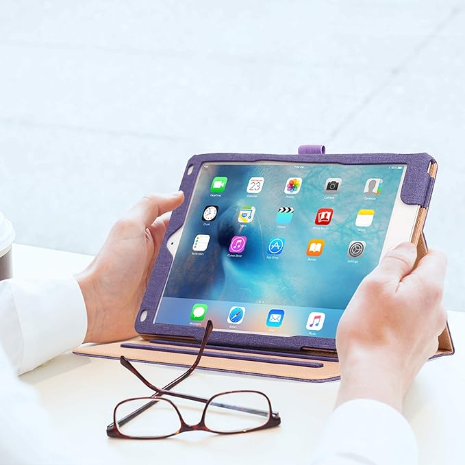 ProCase for iPad 9.7 Inch iPad 6th/5th Generation Case 2018 2017/iPad Air 2/Air 1 Case, Premium Leather Folio Corner Protection Multi-Angle Viewing Stand Cover with Front Pocket Pen Loop -Purple