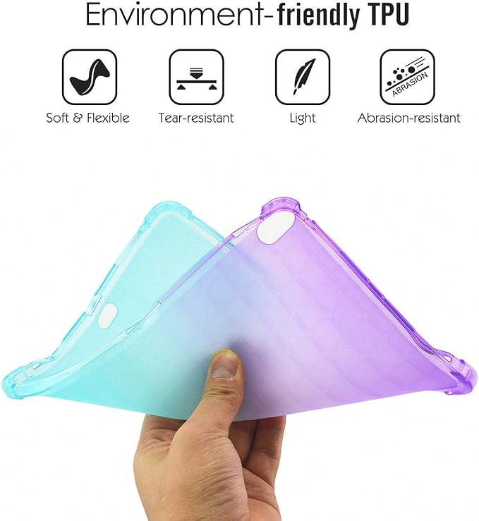 Case for iPad Air 11" M2 (2024) & iPad Pro 11 inch 4th/3rd/2nd/1st Gen (2022/2021/2020/2018) & iPad Air 5th/4th Gen 10.9" (2022/2020) Translucent Frosted Clear TPU Back Cover,Purple & Green