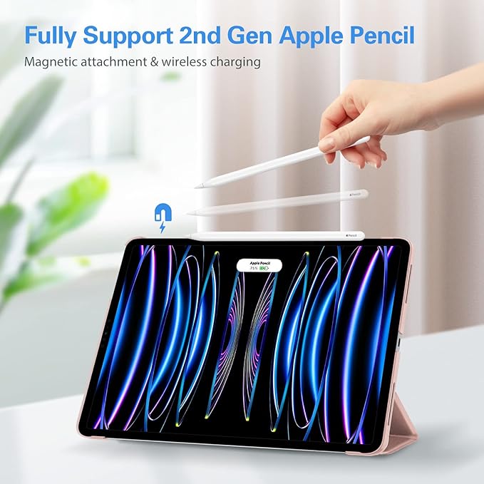 ProCase for iPad Pro 11 Inch Case 2022/2021/2020/2018(4th/3rd/2nd/1st Generation), iPad Pro 11" Slim Stand Hard Back Cover Shell Smart Folio Compatible with Pencil/Support Auto Wake/Sleep -Pink