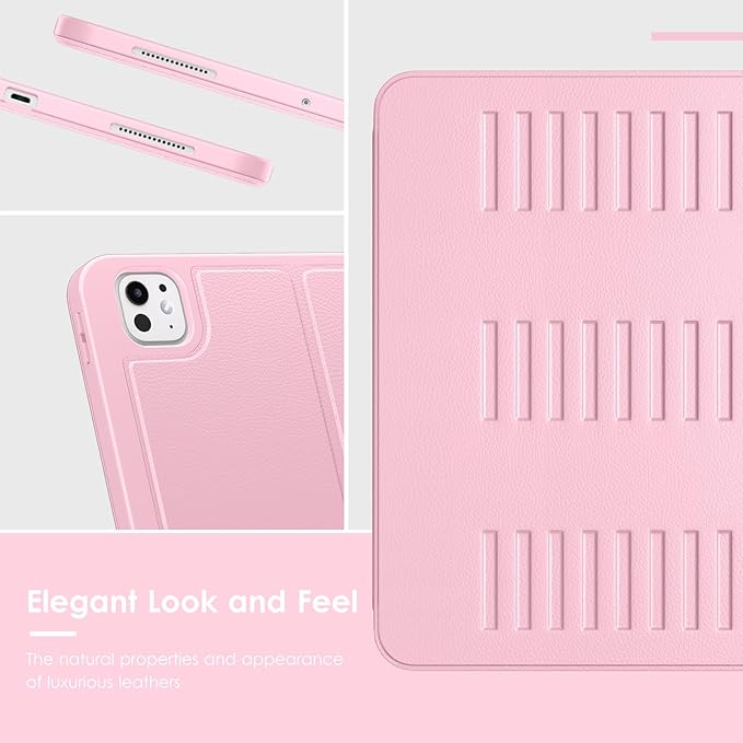VIKESI Case for iPad iPad Pro 13-inch M5 or M4 Released in 2025 or 2024,Multiple Angles Magnetic Stand Cover,Shockproof Soft Back,Pencil Holder,and Auto Sleep/Wake,Pink