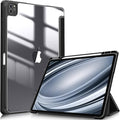 Fintie Hybrid Slim Case for iPad Pro 12.9-inch 6th Generation 2022, [Built-in Pencil Holder] Shockproof Cover w/Clear Transparent Back Shell, Also Fit iPad Pro 12.9" 5th/4th/3rd Gen, Black