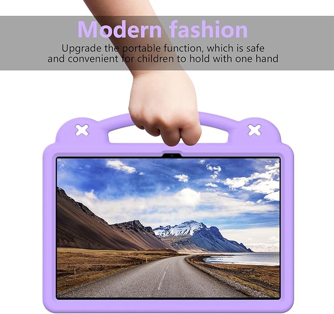 AKABEILA Compatible with Samsung Galaxy Tab S11 X730/X736 2025 11 inch Tablet Case, Kids Friendly Universal Lightweight Shockproof Protective Case with Shoulder Strap & Stand Handle Light Purple
