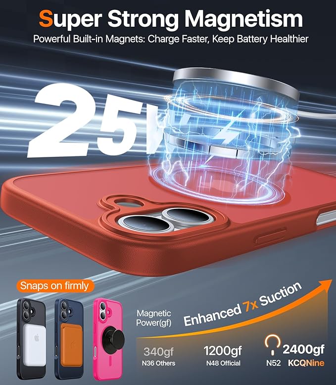 Magnetic for iPhone 17 Case,[Anti-Slip][Compatible with MagSafe][Military Grade Drop Protection] Shockproof Protective Translucent Matte Phone Case for iPhone 17 Case,Red