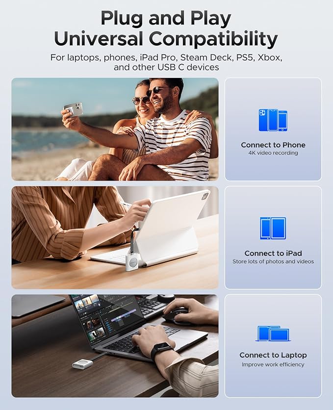 ORICO M.2 NVMe 2230 SSD Enclosure with Aluminum Shell and Silicone Protective Case, 10Gbps USB C 3.2 Gen2 Type-C to NVMe PCIe Adapter, Compatible with iPhone 15/16 Pro/ Max 4K ProRes Recording -IP30
