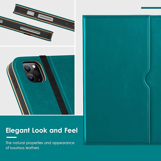 VIKESI Case for iPad Air 13 inch (M4) 2026 / (M3) 2025 / (M2) 2024,Premium Leather Folio,Apple Pencil Holder,Auto Sleep/Wake,Stand Cover - Green