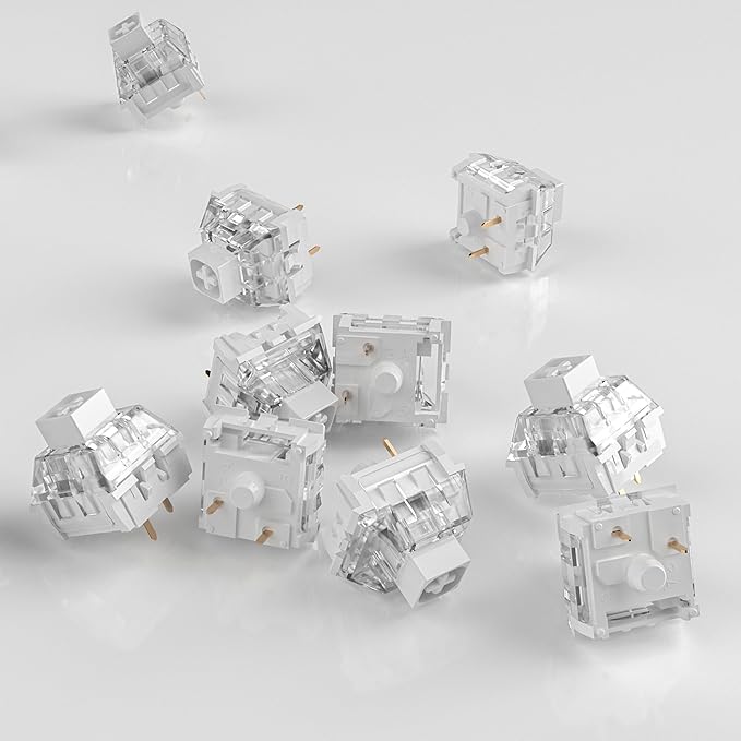 Kailh Box White Mechanical Keyboard Switches,3-Pin 45gf Clicky/Speed Typing/Gaming/Waterproof Switches(72Pcs,Kailh Box White)