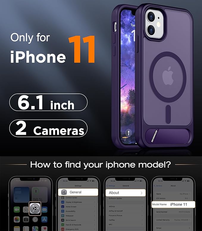 Magnetic Compatible with iPhone 11 Phone Case, [Built-in Invisible Kickstand][Compatible with MagSafe] [Military Grade Shockproof] Slim Translucent Matte Phone Case for iPhone 11 6.1"