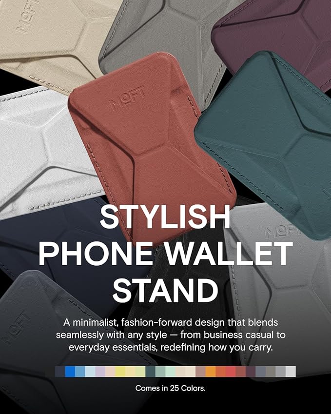 MOFT Magnetic Wallet Stand Compatible with iPhone 17/16/15/14/13/12 Series, Angle Adjustment & Magsafe Compatible MOVAS Phone Stand,Sienna Brown