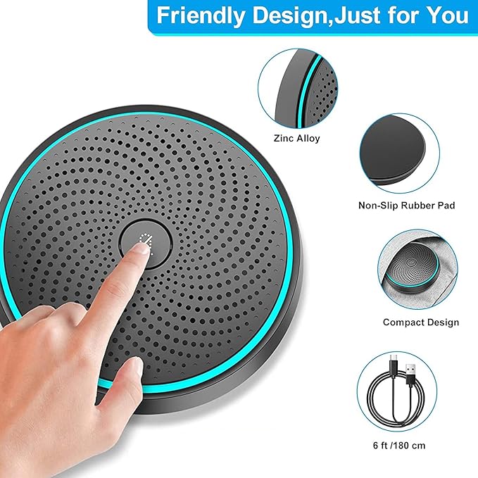 ANSTEN Conference USB Microphone, Omnidirectional Condenser PC Mic Pick Up Voice 10ft,Ideal for Video Conferencing Recording, Skype, Online Class, Court Report, Compatible with Mac OS X Windows