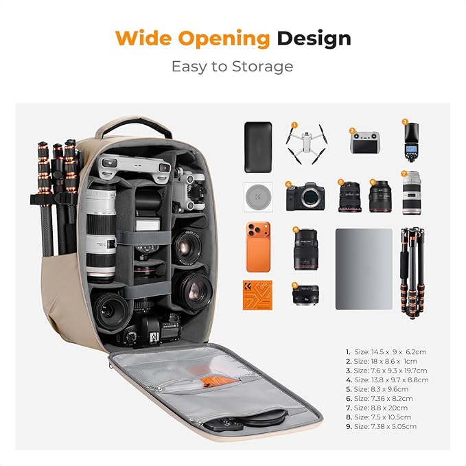 K&F CONCEPT Camera Backpack,Hardshell Photography DSLR Camera Bag with 15-15.6 Inch Laptop Compartment Hard Shell Camera Case Compatible with Canon/Nikon/Sony/DJI Mavic Drone