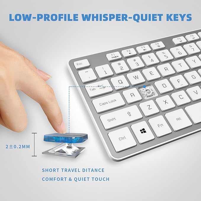Wired USB Keyboard, Comfortable Quiet Chocolate Keys, Durable Ultra-Slim Computer Keyboard Wired(QWERTY) for PC, Windows 11/10/8/7/XP/Vista KB1430 (Sliver-1, Wired Keyboard for Windows)