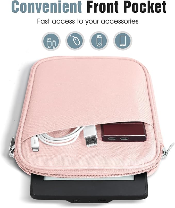 TiMOVO 6-7 Inch Tablet Sleeve for eReader Book Paperwhite/Colorsoft Signature Edition, Protective Sleeve Cover Case with Pocket for E-Reader/Oasis & Kobo Devices, Pink