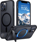 Magnetic Compatible with iPhone 12 Pro Max Case, [Built-in Invisible Kickstand][Compatible with MagSafe][Military Grade Shockproof] Slim Translucent Matte Phone Case for iPhone 12 Pro Max 6.7"