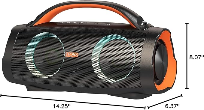 DOSS Extreme Boom Pro 100W Loud Outdoor Speaker, 2+2 Channel, IPX6 Waterproof, Bluetooth 5.3, 20H Playtime, Dynamic RGB Lights, Portable Speaker for Camping, Beach, Pool, Working Outside - Orange
