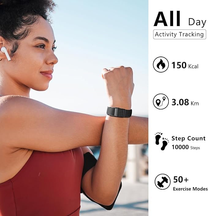 IAMJOY Smart Health Wristband, Wearable Activity & Fitness Tracker for Multi-Sport Mode, All-Day Automatic Continuous Monitoring of Health Data, Improve Sleep, Stress & Wellness, with Free App, Black