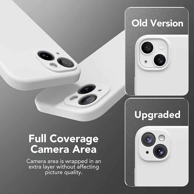 Magnetic for iPhone 14 Case, Compatible with MagSafe, [Full Camera Protection][Screen Protector] Silicone Shockproof Protective Phone Case for iPhone 14 6.1 inch, White