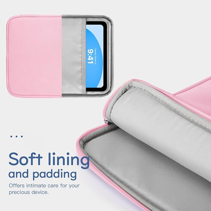 Dadanism 9-11" Tablet Sleeve Bag Carrying Case for iPad (A16) 11th Gen 11", iPad 10th Gen 10.9" Air 5/4, iPad Air M4/Pro 11", iPad 9/8/7th, Galaxy Tab A11+ Plus 11", Remarkable 2 10.3", Flowers Pink