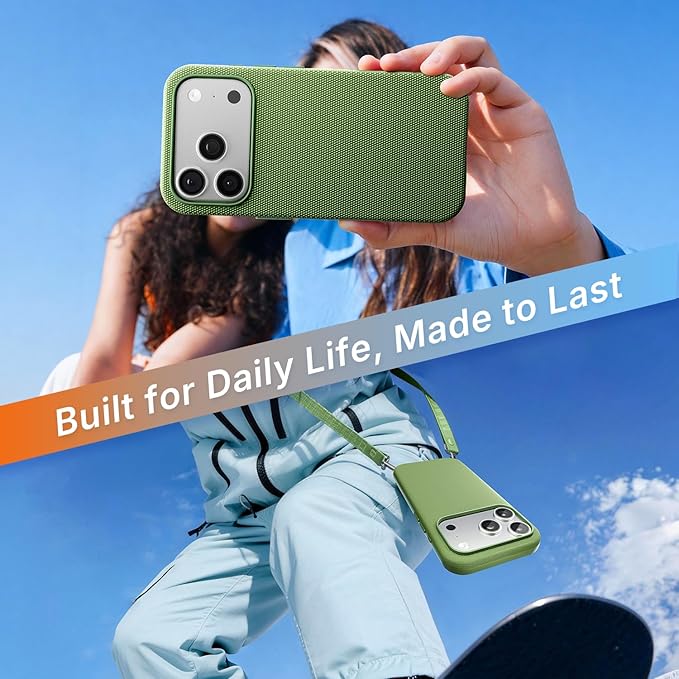 Mkeke for iPhone 17 Pro Max Case Techwoven Green, [Compatible with MagSafe] [Camera Control Cover] [Premium Tech Woven Fabric] [Drop Protection] Shockproof Skin-Friendly