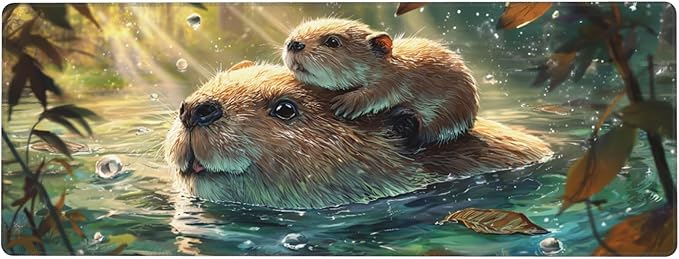Otter Mouse Pad Extended Large Gaming Mouse Pad XL Stitched Edges for Gamer Home Office 31.5 X 11.8 Inch
