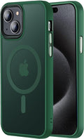 Tigowos for iPhone 15 Magnetic case Fits MagSafe 15FT Drop Resistant Skin Friendly Feeling Heavy Duty Shockproof Back Cover Fits iPhone 15 Phone Cases 6.1"，Matte Green