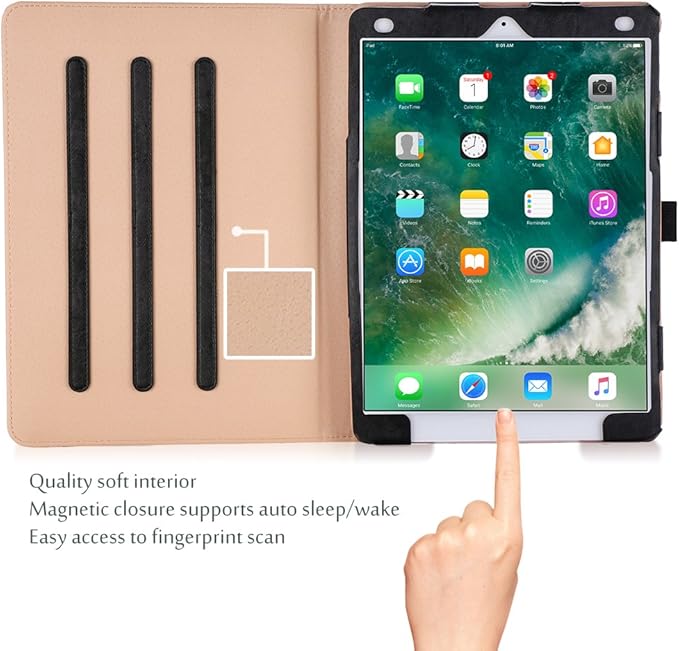 ProCase Case for iPad Air (3rd Gen) 10.5" 2019/iPad Pro 10.5" 2017, Vintage PU Leather Stand Folio Cover for iPad Air 3/iPad Pro 10.5-inch Multiple Viewing Angles with Pencil Holder -Black