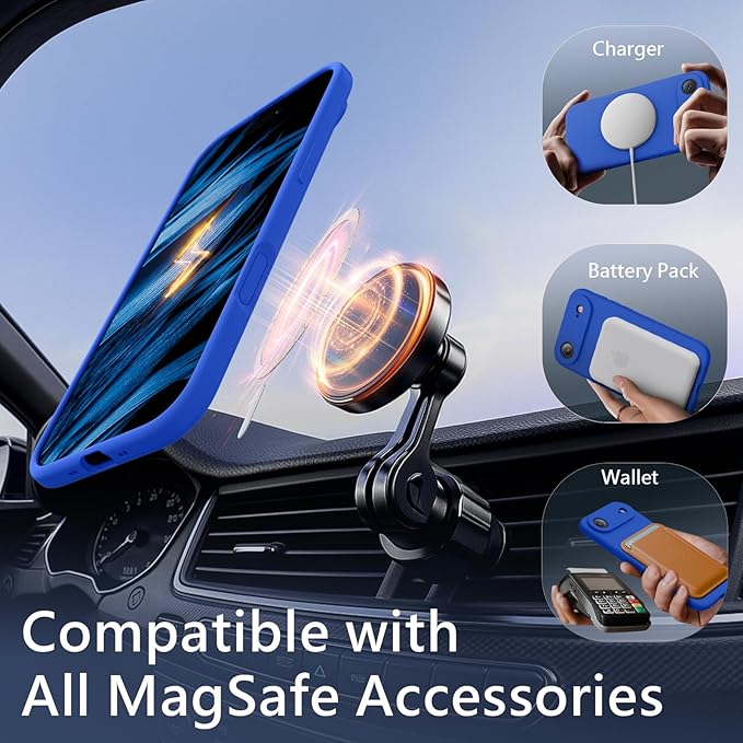 FireNova Magnetic for iPhone Air Case, Compatible with MagSafe, [Integrated Silicone Camera Control Button] [Camera Protection] Microfiber Lining Phone Case for iPhone 17 Air, 6.5", Klein Blue