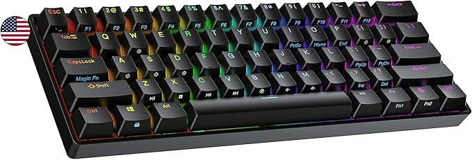 Ranked S60 Supernova 60% Form Factor | Hot Swappable Mechanical Gaming Keyboard | 61 Keys Multi Color RGB LED Backlit for PC/Mac Gamer (Black, Gateron Optical Brown)