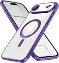 Hython Magnetic Clear for iPhone Air Case with Camera Lens Protector [Compatible with MagSafe] Luxury Plating Edge Slim Soft TPU Cover Protective Phone Case for iPhone Air 6.5", Matte Purple