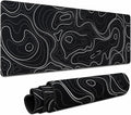 Large Gaming Mouse Pad Black Topographic Contour Mouse Pad Extended XL Long Mousepad Big Desk Mat with Stitched Edges & Nonslip Rubber Base for Company Office Work, 31.5 X 11.8 Inch