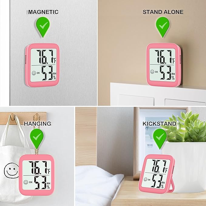 Antonki 2 Pack Room Thermometer for Home, Hygrometer Indoor Humidity Meter Gauge, Digital Temperature and Humidity Monitor Sensor for House, Terrarium, Incubator, Greenhouse - Battery Included