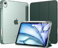 MoKo for iPad Air 11 inch Case (M4/M3/M2) 2026/2025/2024, iPad Air 5th/4th Gen 10.9 inch Case 2022/2020 with Pencil Holder, Slim Light Trifold Cover with Hard PC Translucent Back Shell, Midnight Green