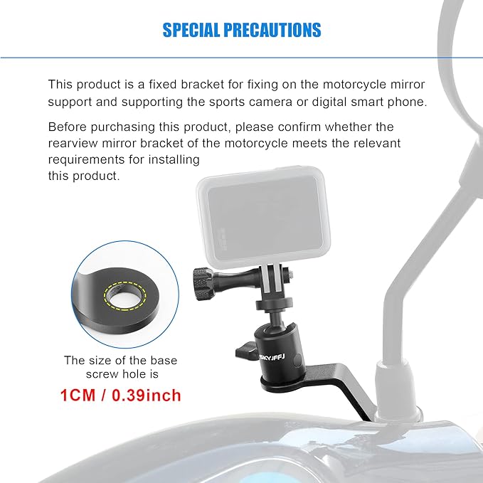 Motorcycle Sports Camera Holder Mount for Gopro Hero 13 12 11 10 9 8 DJI Osmo Insta360 AKASO and Other Action Camera