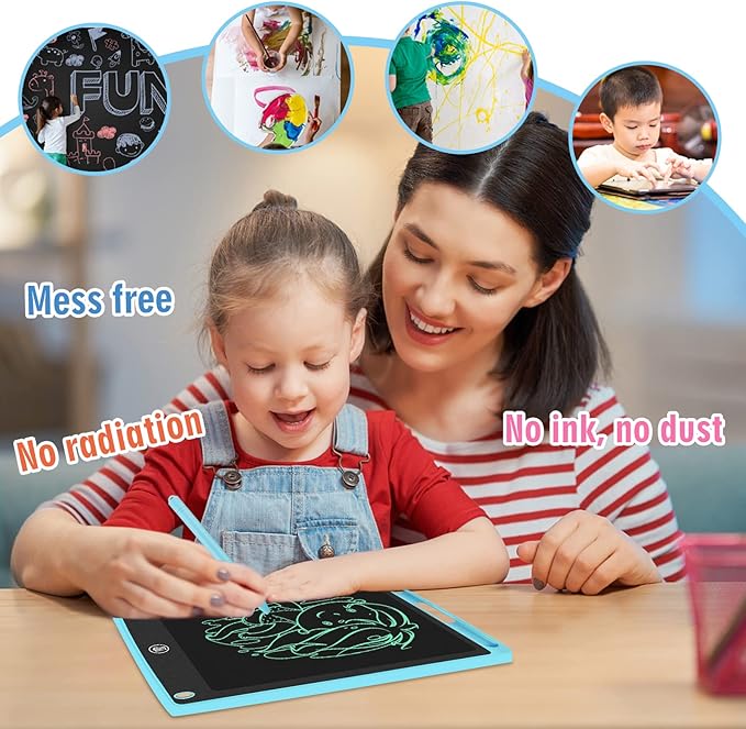2 Pack LCD Writing Tablet for Kids Doodle Board 12-Inch, Electronic Drawing Tablet Drawing Pad,Notebook Boogie Tablet for Toddler Learning Toys Gift for 3 4 5 6 Years Old Boy Girl(Blue/Pink)