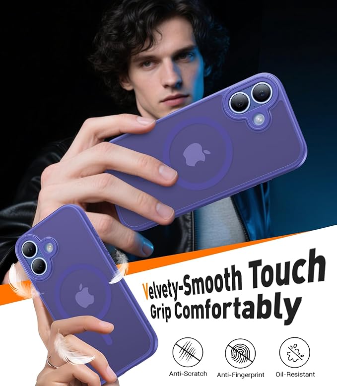 Magnetic for iPhone 17 Case,[Anti-Slip][Compatible with MagSafe][Military Grade Drop Protection] Shockproof Protective Translucent Matte Phone Case for iPhone 17 Case,Cobalt Blue