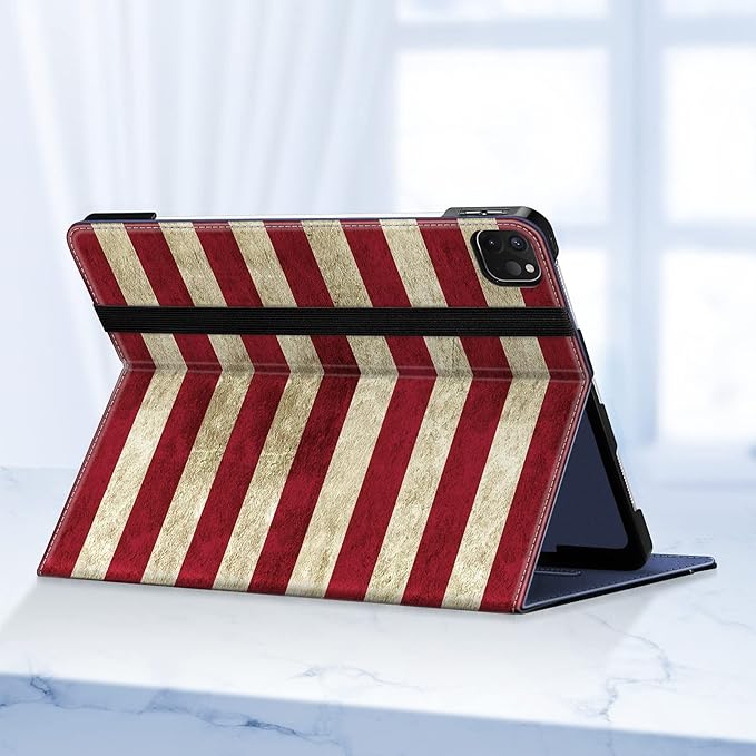 Fintie Folio Case for iPad Pro 12.9" 6th Generation 2022, Multi-Angle Smart Stand Cover w/Pencil Holder & Pocket, Also Fit iPad Pro 12.9 2021 5th & 2020 4th & 2018 3rd Gen, US Flag