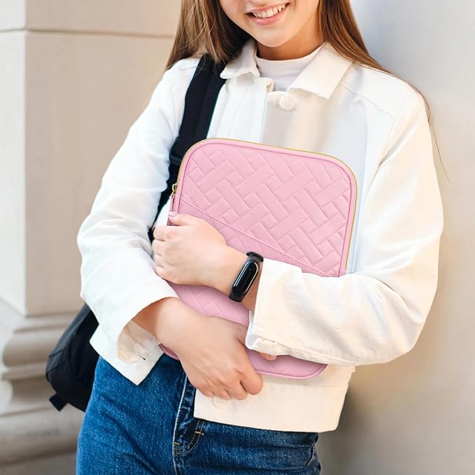 Lacdo Tablet Sleeve Case for 13 inch New iPad Air M4 M3 M2 2026-2024, 13" iPad Pro M5 M4 2025-2024, 12.9 inch iPad Pro 6 5 4 3 with Magic Keyboard and Smart Keyboard Folio Protective Bag, Sakura Pink