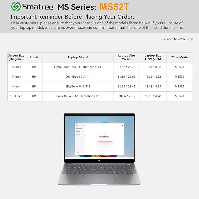 Smatree MS52T Hard EVA Protective Sleeve Case with Stand Compatible for 14 inch HP EliteBook 840 G11, for OmniBook Ultra Laptop Next Gen AI-PC-14t Laptop