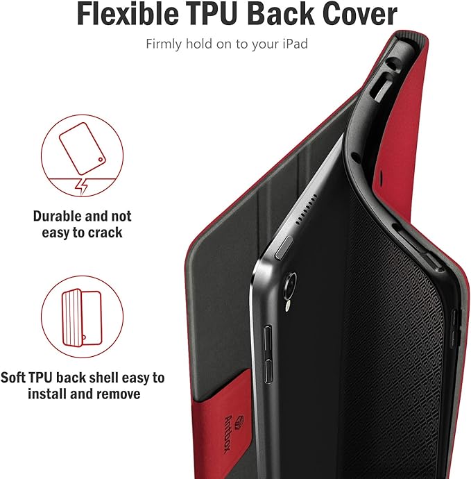 Antbox Case for iPad Pro 10.5 / iPad Air 3 with Built-in Pencil Holder Auto Sleep/Wake Function PU Leather Smart Cover for iPad Air 3 10.5 Inch 2019/iPad Pro 10.5 2017 (Red)