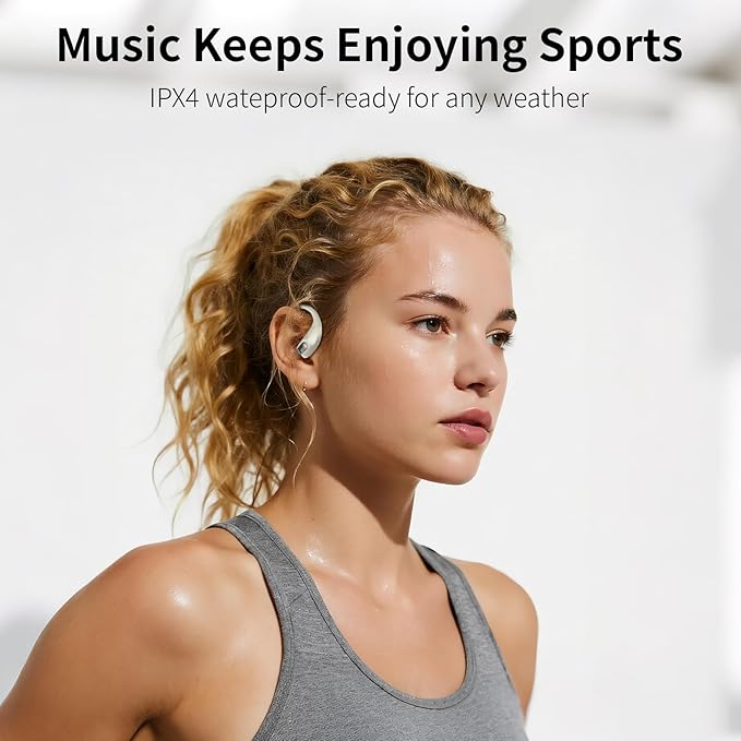 GALAAL Wireless Earbuds Bluetooth Headphones,Lightweight Earbuds with Ear Hooks,Bluetooth5.4 Wireless Earphones,25H Playtime, IPX4 Waterproof Running Headphones for Gym(Naked White)